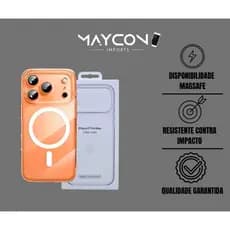 Capinha Capa Para iPhone 17 Pro 17 Pro Max Transparente Não Amarela Laranja Case Magsafe Magnética Premium Anti Impacto