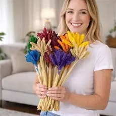 Trigo Chinês Desidratado Colorido para decoração, Trigo Seco, Flor Seca, Flor para arranjos e Vasos