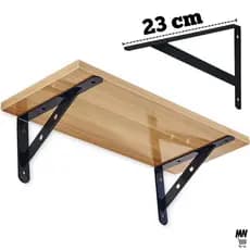 Kit de suporte 2 a 12 Mãos francesas 23cm Preta Canto de Prateleira Reforçado - Fertak