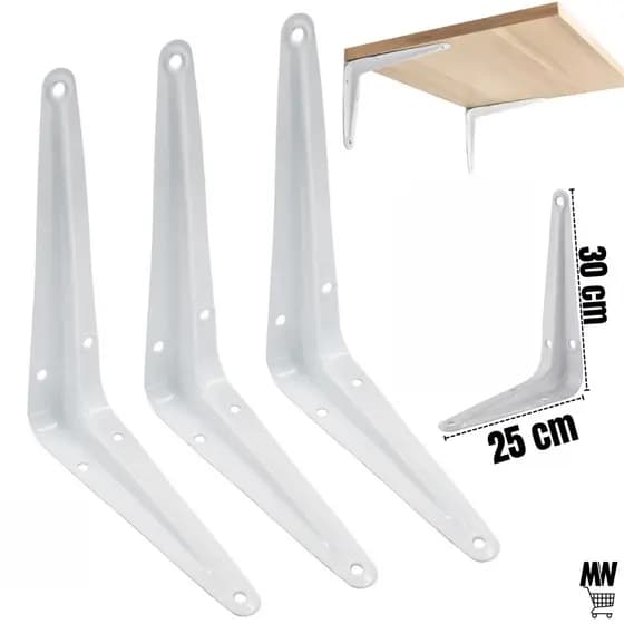 Kit 2 a 20 Suportes Mão Francesa Branca 25 X 30 cm Para Prateleira Tábua Cantoneira Branca