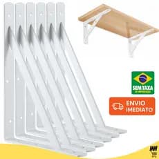 Kit  Suportes Mão Francesas 29cm/23cm/19cm Prateleira Tábua Cantoneira Reforçada Branca