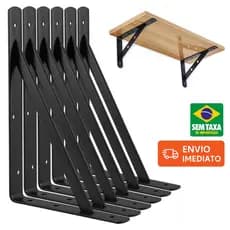 Kit Suportes Mão Francesa Preta 19cm/23cm/29cm Canto Tábua Cantoneira Reforçada