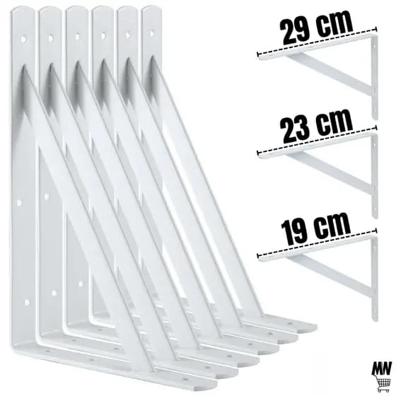 Kit De Suportes Mão Francesa Branca 29cm 23cm 19cm Canto Tábua Cantoneira Reforçada Branco