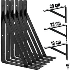 Suportes Mão Francesa Preta 19cm/23cm/29cm Canto Tábua Cantoneira Reforçada-Envio Imediato BP