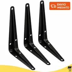 Kit 2 a 20 Suportes Mão Francesa Preta 20 X 25cm Prateleira Tábua Cantoneira Reforçada Preta