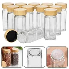 Kit Pote Porta Tempero Condimento Vidro Bambu Hermético Organizador Cozinha 120ml Saleiro