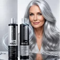 Kit Shampoo + Condicionador Desamarelador Niraj Silver Cinza Para Cabelos Grisalhos e Loiros