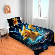 Lençol Cobre Leito Solteiro E Fronha Pokemon Pronta Entrega Envio Imediato