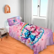 Lençol Cobre Leito Solteiro e Fronha Lilo Stitch / Pronta entrega/ envio imediato/ CASAL DEGRADE.