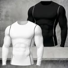 Camiseta de Compressão Manga Longa Esportiva Masculina Térmica com Estampa
