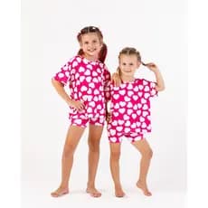 Conjunto Infantil Conffy Estampado Camiseta Shorts Pijama Verão Confortável Tamanho 2 ao 10