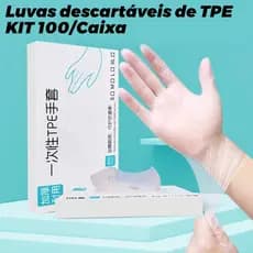 Luvas Descartáveis TPE Grau Alimentício Kit 100 Antibacteriana e Antiviral Antifuro