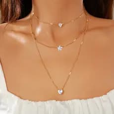Colar De Coração Estrela e Lágrima De Ouro Para Mulheres Joias De Luxo Minimalistas Para Mulheres
