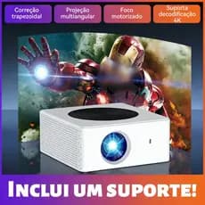 Projetor 4K Portátil com Wi-Fi 5G e Bluetooth, Espelhamento Celular/TV, Android, Branco
