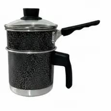 Cuscuzeiro TAMPA DE VIDRO e Caneca Fervedor 2 em 1 Cabo Porçao Individual - Pequeno