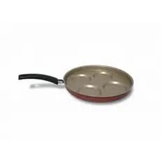 Frigideira Antiaderente Para Fritar 4 Ovo Hamburguer Teflon - Vermelho Com Dourado