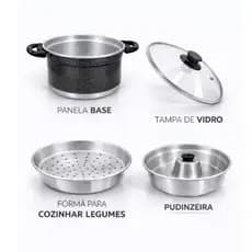 Panela Multi Uso 3 em 1 TAMPA DE VIDRO Forma De Pudim Legumes no Vapor Pudinzeira Legumes Arroz Cuscuz ENVIO RAPIDO