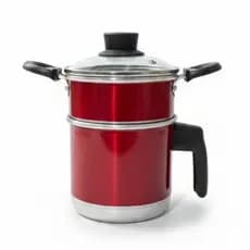 Cuscuzeiro TAMPA DE VIDRO e Caneca Fervedor 2 em 1 Alça Porçao Individual - Pequeno