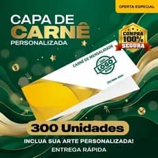 300 CAPAS DE CARNÊ PERSONALIZADAS - DESTAQUE SUA MARCA COM ESTILO