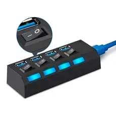 Hub USB 2.0 4 Portas com LED Azul e Plug & Play