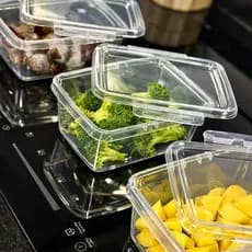 Kit Jogo de 5 Marmitas 900ml com Travas Vedação -> BPA FREE Organizador Microondas Congelador Comida