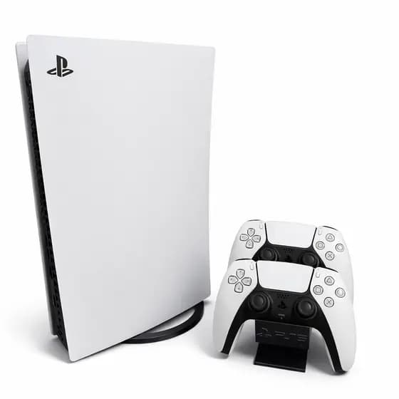 Suporte Base Vertical PS5 + Suporte 2 Controle de Mesa DualSense Pro/ Slim/ Standard com Mídia