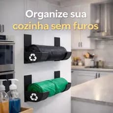 Suporte Rolo Saco de Lixo Sem Furo Autoadesivo Parede