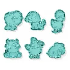 Kit 6 Cortadores de Biscoito Animais Fofos – Moldes Criativos para Cookies Perfeitos