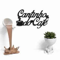Decoração Cantinho do Café Xícara Flutuante com Bob | Enfeite Criativo Casa e Cozinha