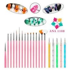 DAGUAN Kit 15 Pincéis + 10 Boleadores Em 5 Pincéis Manicure Desenho