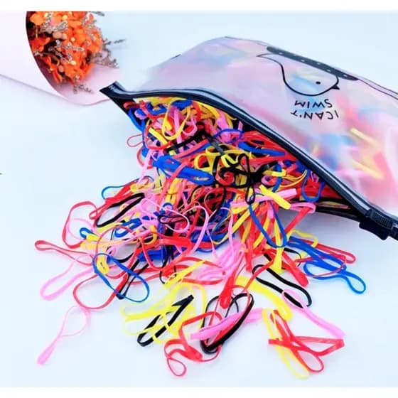 DAGUAN Kit 500 Elastico de cabelo Com Bolsa borrachinha/liguinha rabico de cabelo silicone infantil