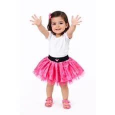 Saia Tutu Infantil Rosa Bebê Cetim com Tule Primeiros Passos Festa