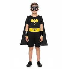 Fantasia Ninja Infantil Menino Dragão com Capa e Máscara Fantasia Herói Preto Amarelo