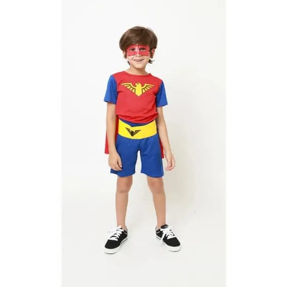 Fantasia Super Herói Infantil Com Capa Máscara E Cinto Fantasia Infantil