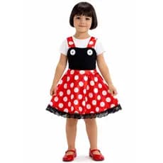 Vestido Infantil Ratinha Vermelho de Bolinhas Festa Menina