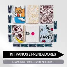 Kit 6 Pano de Prato Teka Felpudo 100% Algodão + 12 Prendedor de Roupa Resistentes