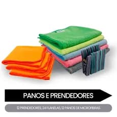Kit Pano de Limpeza 24 Flanelas + 12 Microfibra + 12 Prendedor de Roupa Multiuso
