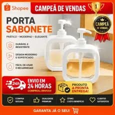Porta Sabonete Líquido Dispenser 300ml Recarregável para Banheiro Cozinha Design Moderno Branco