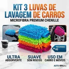Kit Luva De Microfibra Para Limpeza E Lavagem Automotiva tamanho