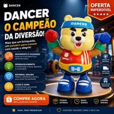 Urso Fit Dançarino Musical com Luz e Movimento/Brinquedo Infantil Interativo que Dança e Toca Música/Presente Crianças