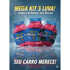 kit 3 Luvas   Luva de Microfibra Multiuso para Limpeza – Vidros, Móveis, Azulejos e Eletrodomésticos COR ROSA