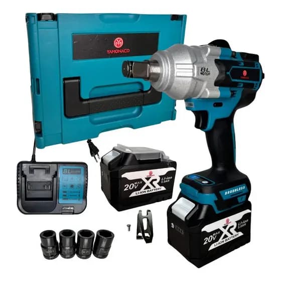 Chave De Impacto Yamonaco 3/4 2300nm A Bateria Litio 5.0Ah Brushless Led Azul-aço 127/220v 50hz/60hz Profissional