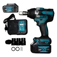 Chave De Impacto Yamonaco Ultra A Bateria 1500nm 1/2 Com Adaptador 3/4 Brushless Maleta 2 Baterias Azul-aço 127/220v