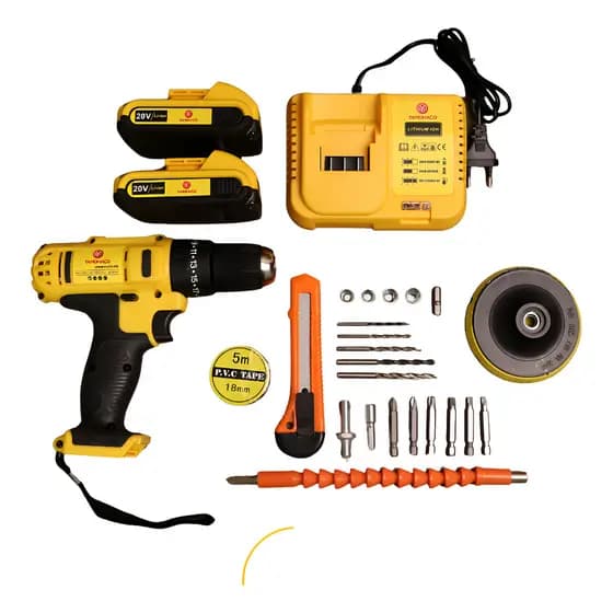 Parafusadeira Furadeira De Impacto Yamonaco YMO-2024 A Bateria 20v Amarelo Mandril 3/8 2 Em 1 127/220v 50hz