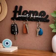 Porta Chaves Home Sweet Home Decorativo Suporte de Parede Organizador de Chaves Moderno para Casa e Entrada Moderna