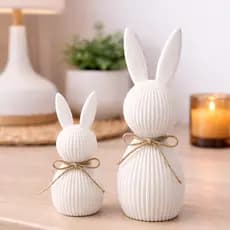 Kit 2 Coelhos Decoração de Páscoa Enfeite Coelho Pascoa Cenário Moderno Mesa Aparador Vitrine Casa Luxo Minimalista