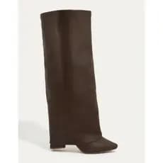 Bota Feminina Capa Cano Longo Salto Grosso Cacau 23017
