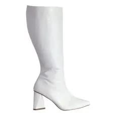 Bota Cano Longo Salto Triângulo 23020 Croco Off White