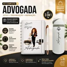 ⚖️ Kit Premium Advocacia Personalizado — Caderno Inteligente, Caneta e Garrafa Térmica 560 ML