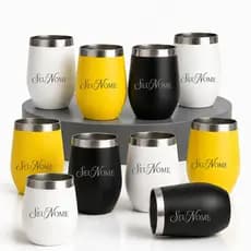 Kit Atacado Cuias Térmicas 350ml Personalizadas(Frente e Verso) com Tampa - Aço Inox  (Escolha: 5, 7 ou 10 Unidades)